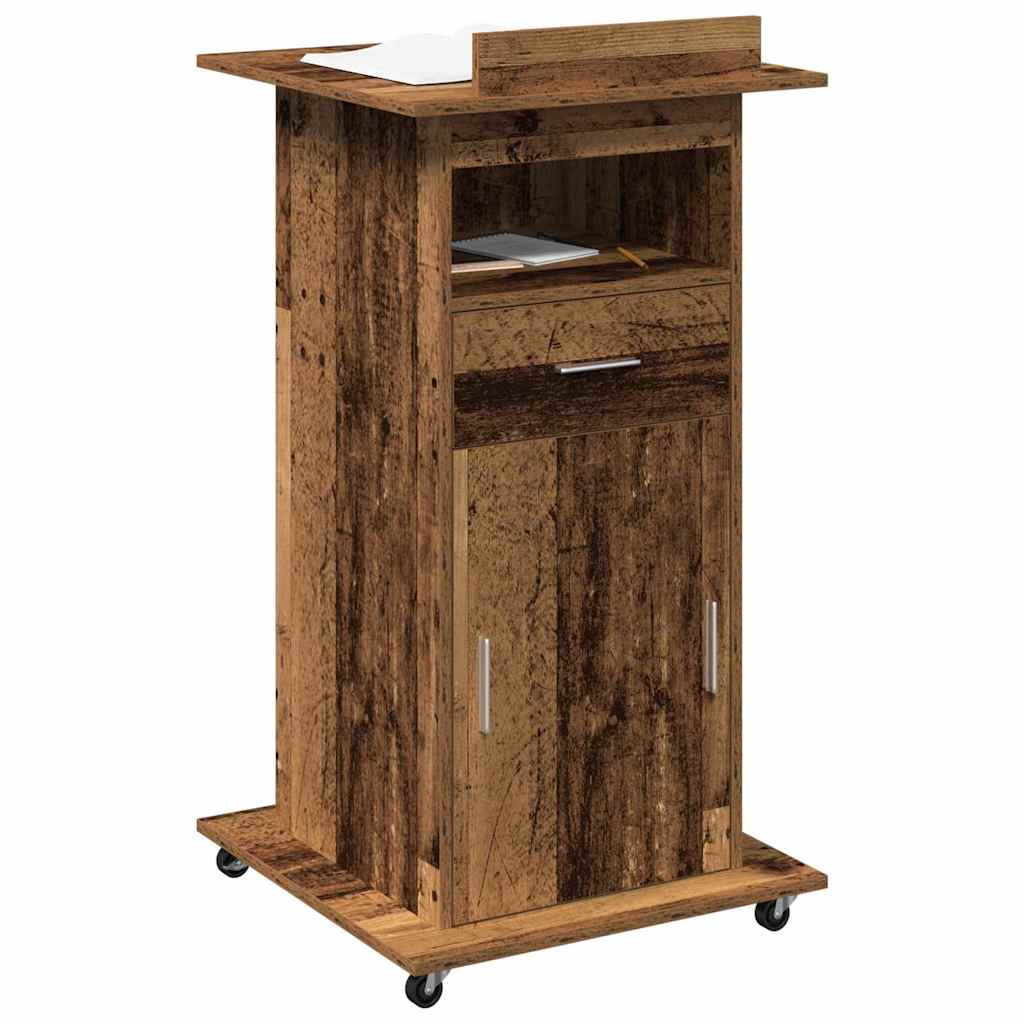 vidaXL Lessenaar met wielen bewerkt hout oud houtkleurig