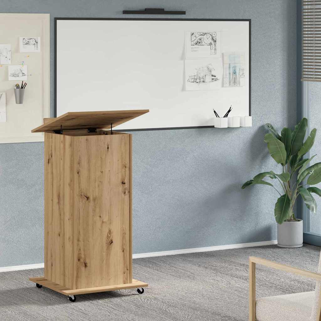 Podium avec Roues en Chêne Artisan en Bois d'Ingénierie