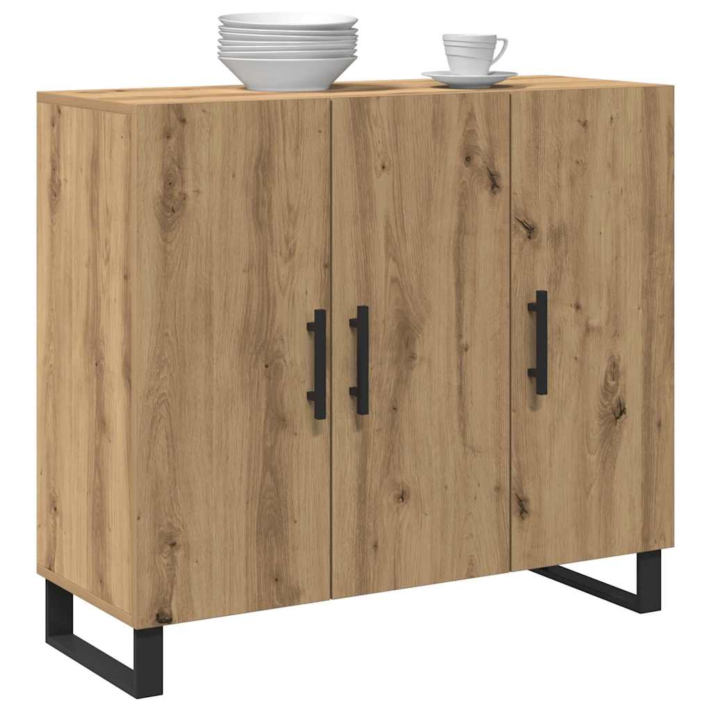vidaXL Dressoir met 3 deuren 90x34x80 cm bewerkt hout artisanaal eiken