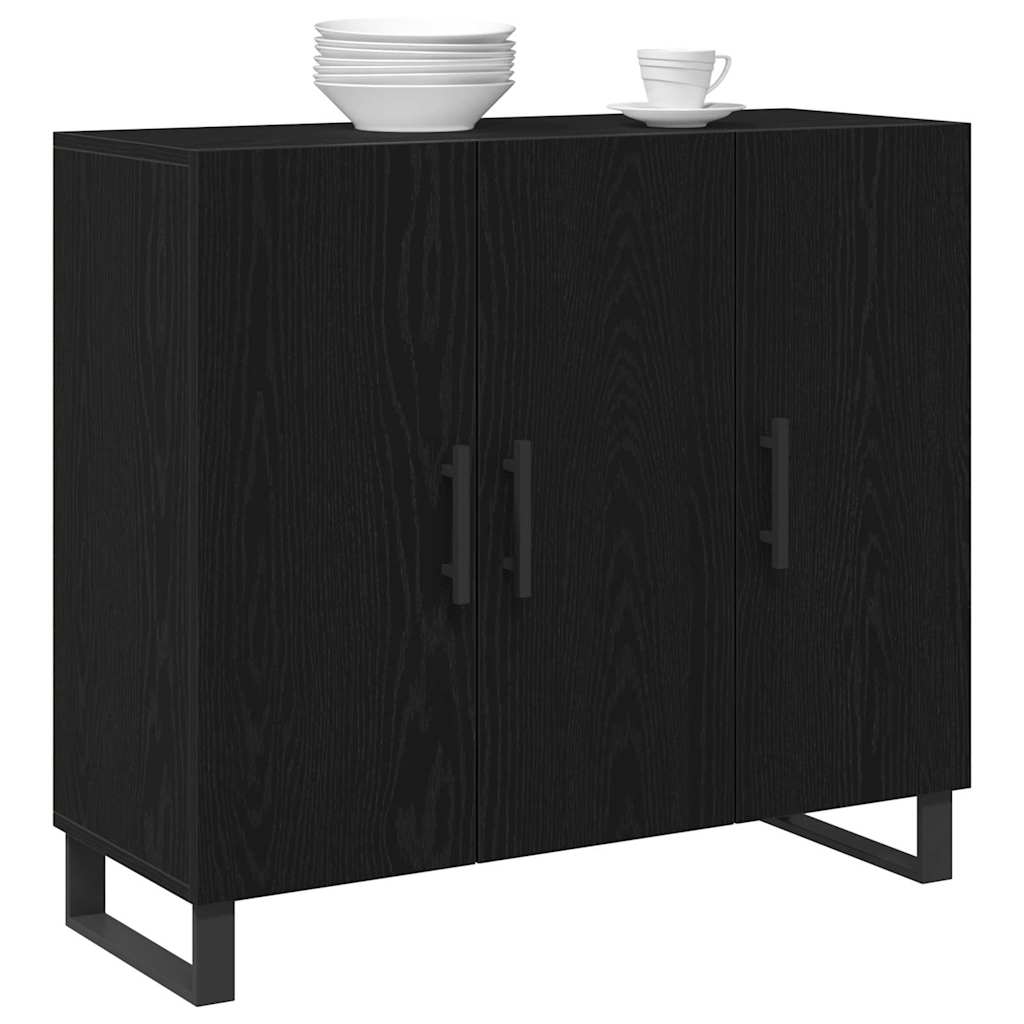 vidaXL Dressoirmet 3 deuren 90x34x80 cm bewerkt hout zwart eikenkleur