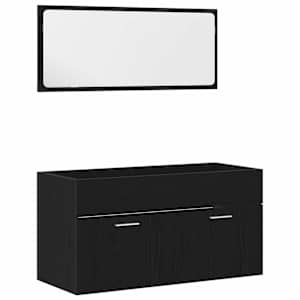 vidaXL Vannitoa m&ouml;&ouml;bleset 2 tk Must tamm 90 x 38,5 x 46 cm Tehispuit