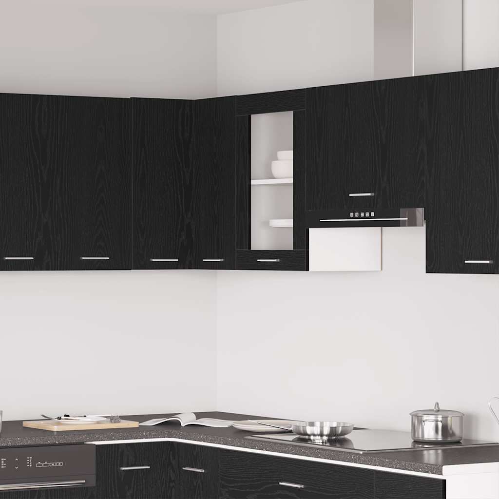 vidaXL Dulap suspendat din sticlă, stejar negru, 40x31x60 cm, lemn prelucrat