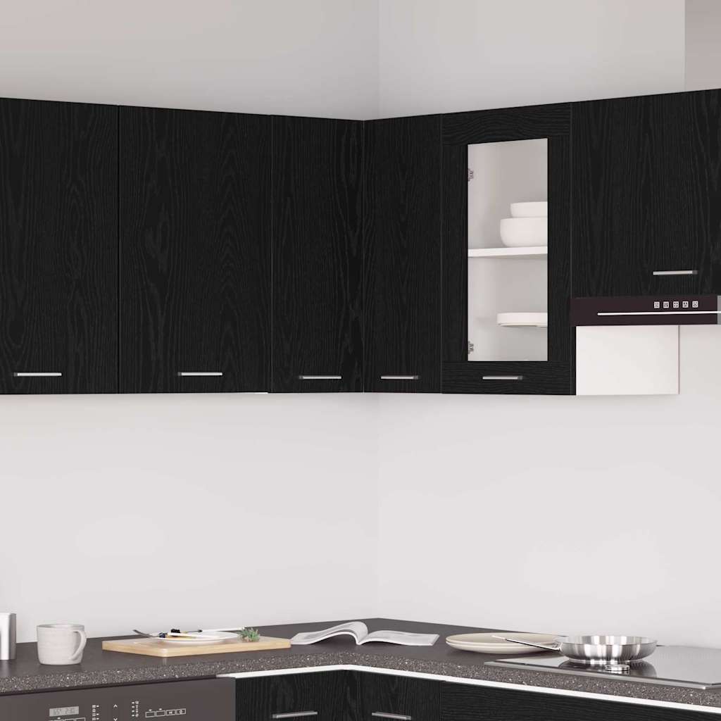 Armoire d'angle suspendue - Noir chêne - 57 x 57 x 60 cm - Bois d'ingénierie