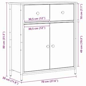 Servírovací skříň Černý dub 70 x 30 x 80 cm kompozitní dřevo - obrázek 13