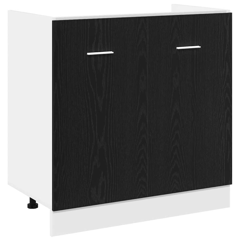 vidaXL Spodní Skříňka pod Dřez Černý Dub 80x46x81,5 cm Dýhované Dřevo