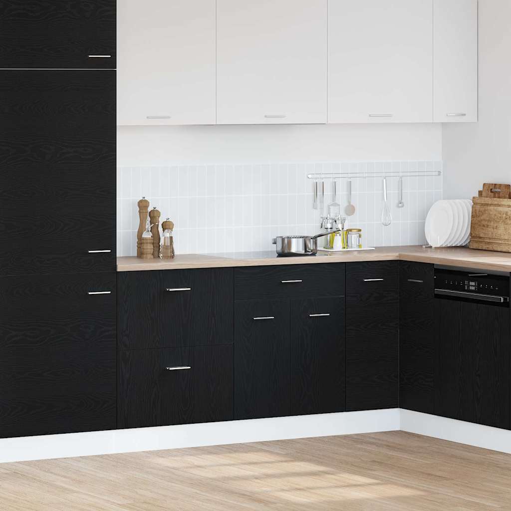Meuble de cuisine noir en chêne bas - 60x46x81,5 cm en bois d'ingénierie