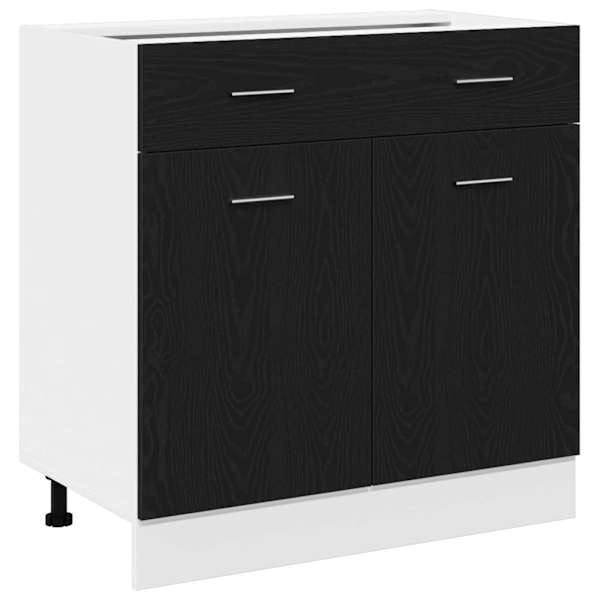 vidaXL Seinakapp Must tamm 80 x 46 x 81,5 cm Tehispuit