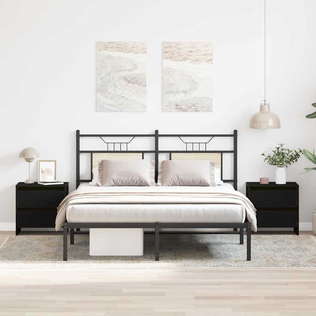 Нощно шкафче 2 бр Черен дъб 45x34x44,5 см Инженерна дървесина