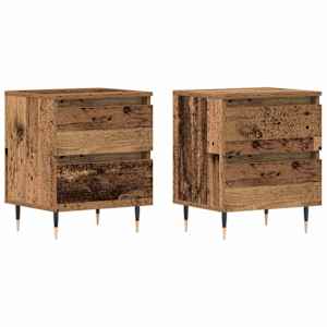 Noční skříňka se zásuvkou 2 pcs Staré dřevo 40 x 35 x 50 cm - obrázek 2
