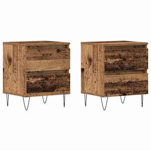 Noční skříňka se zásuvkou 2 pcs Staré dřevo 40 x 35 x 50 cm - obrázek 2