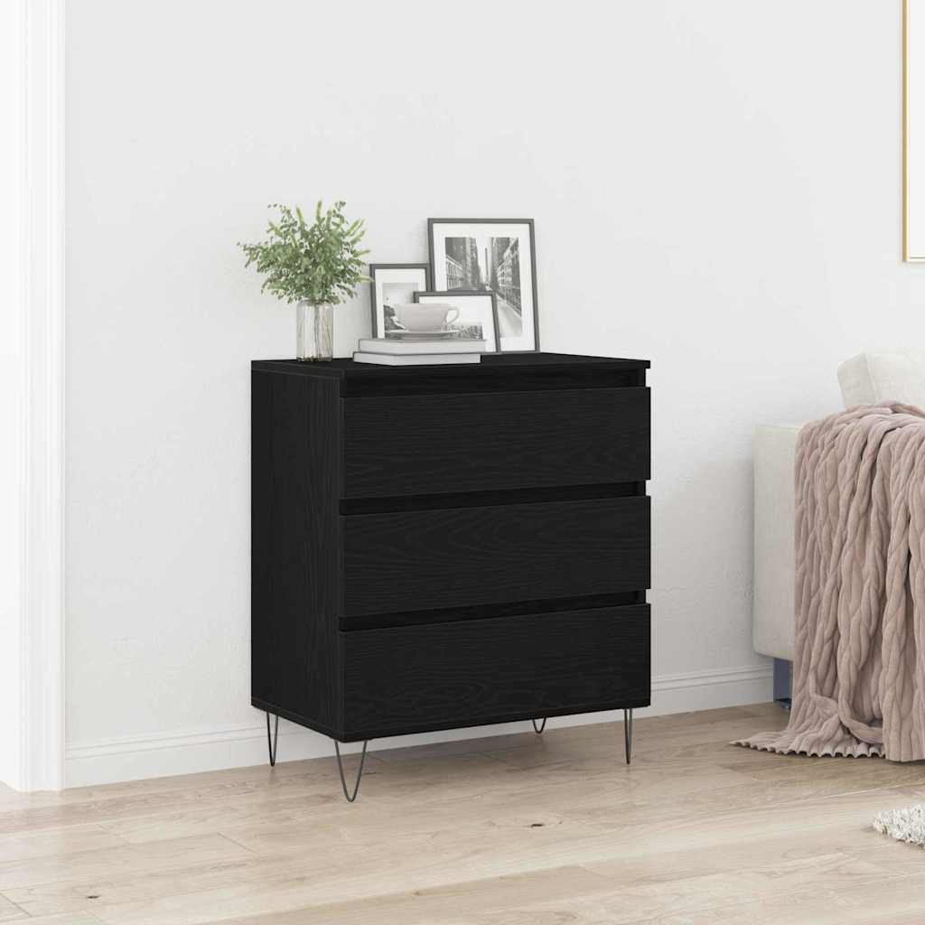 Sideboard mit Schubladen Schwarz Eiche 60x35x70cm Holzwerkstoff