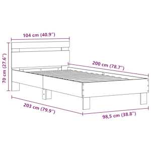 Rám postele s LED Černý dub 100 x 200 cm kompozitní dřevo - obrázek 12