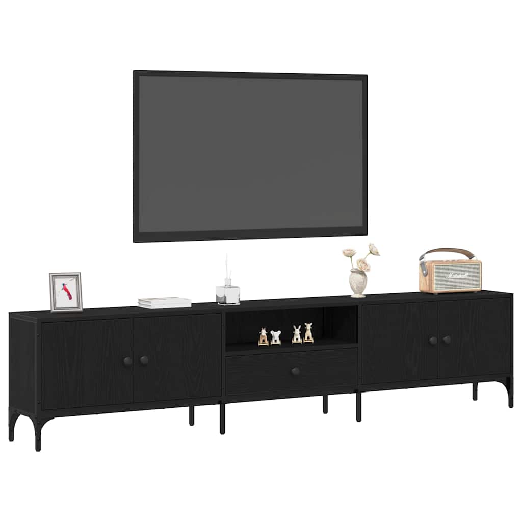 vidaXL Tv-meubel met lade 200x25x44 cm bewerkt hout zwart eikenkleurig