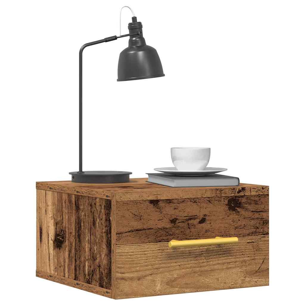 vidaXL Nachtkastje wandgemonteerd 35x35x20 cm oud houtkleurig
