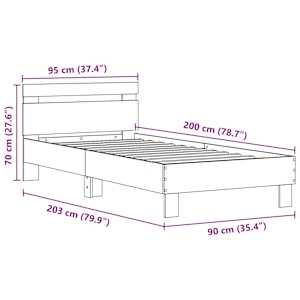 Rám postele s LED Staré dřevo 90 x 200 cm kompozitní dřevo - obrázek 7