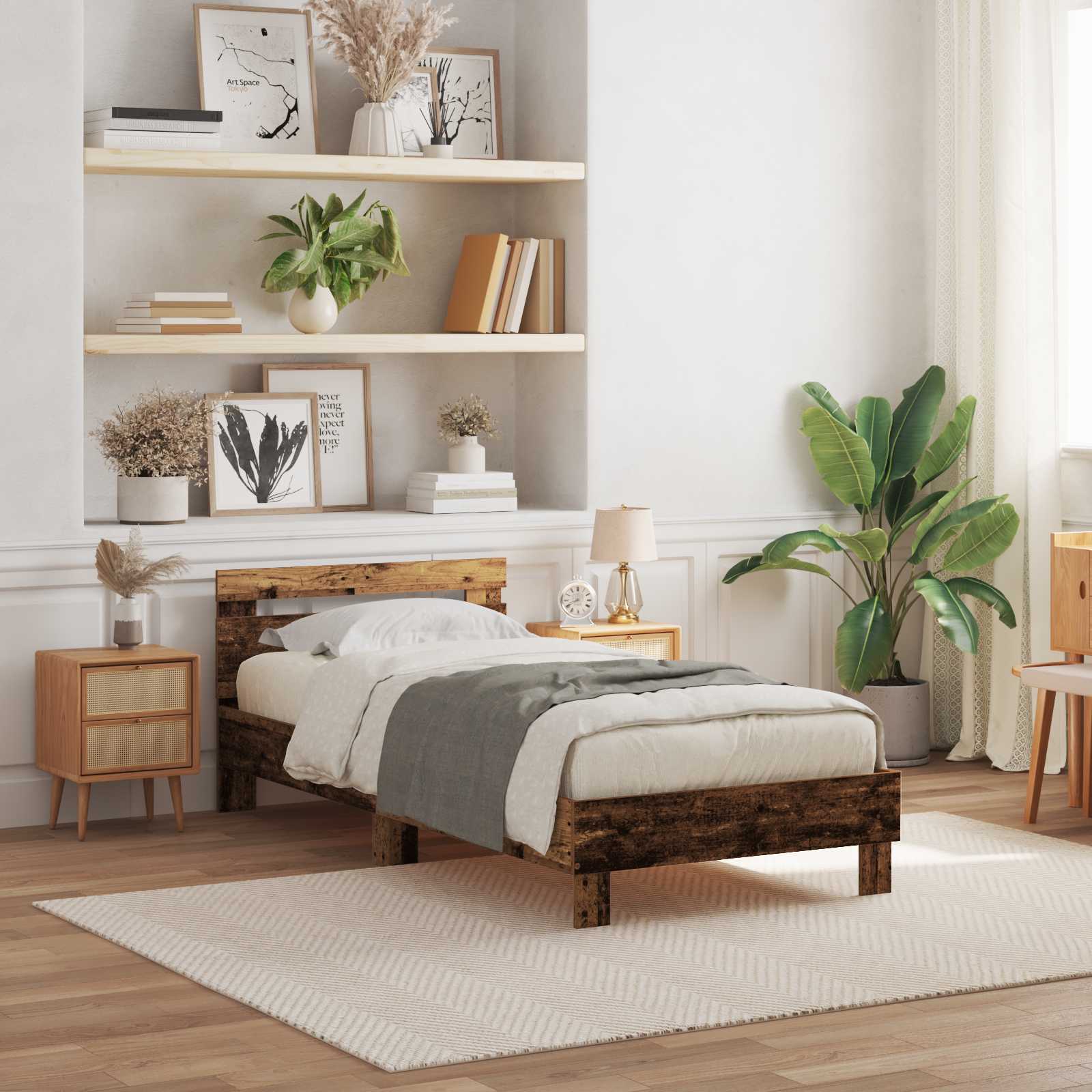 vidaXL Bettgestell Altholz 90 x 190 cm Holzwerkstoff