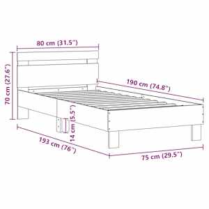 Rám postele s LED Artisanový dub 75 x 190 cm kompozitní dřevo - obrázek 9