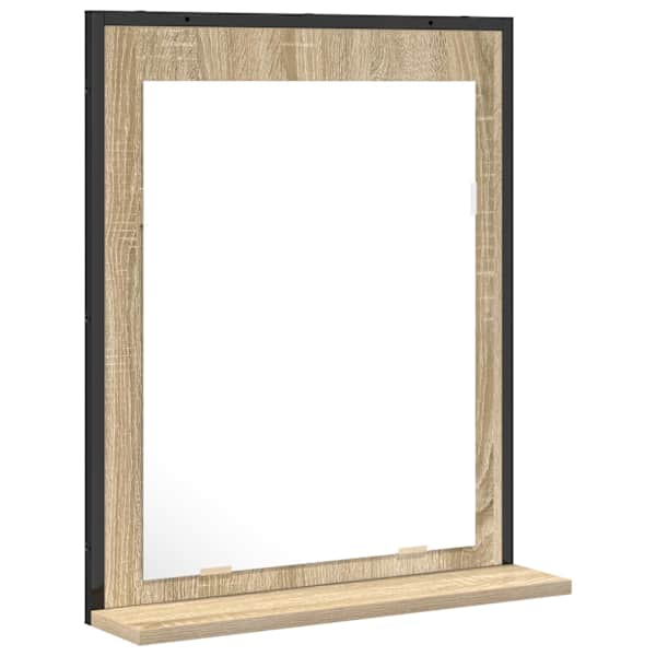 vidaXL Vannitoa peegel riiuliga ladustamisega Must 50 x 12 x 60 cm