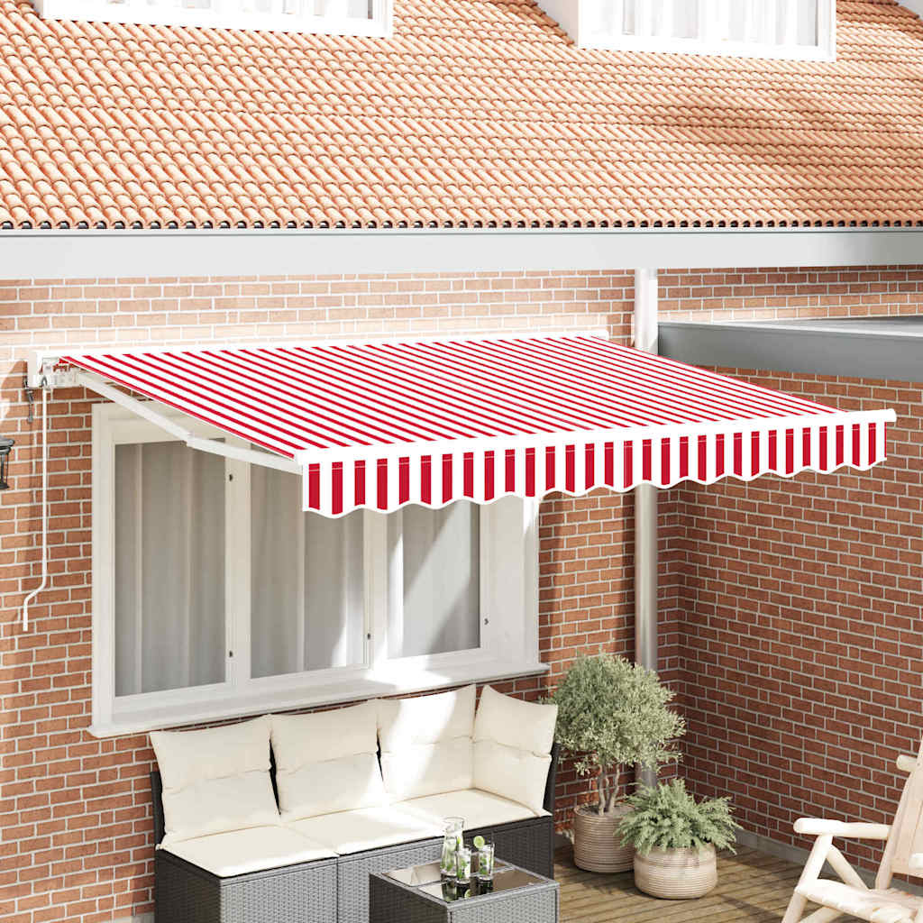 Inklapbaar Zonnescherm Rood en Wit 250×200 cm Stof