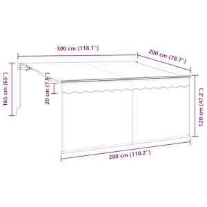 Retraktilna tenda Modra in bela 300 x 200 cm - slika 13