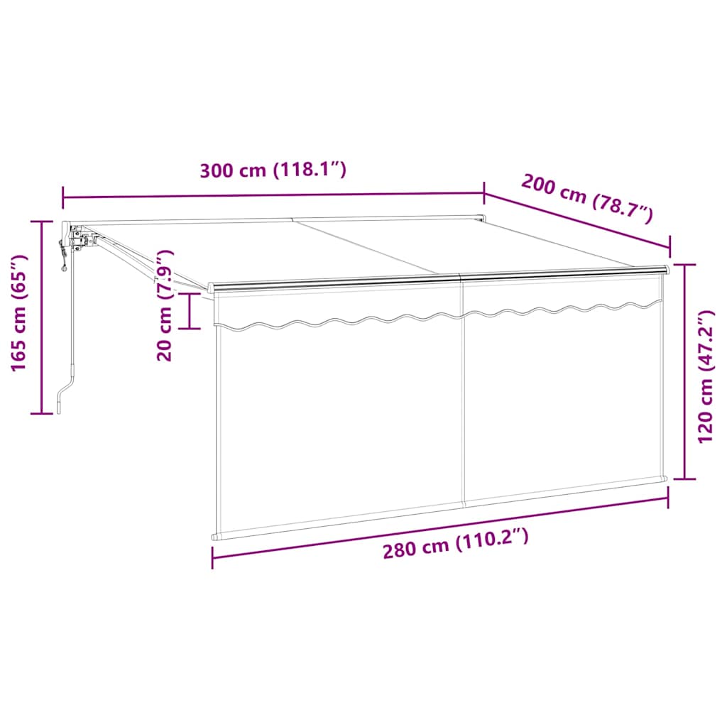 Inklapbaar Zonnescherm Crème 300 x 200 cm image 12