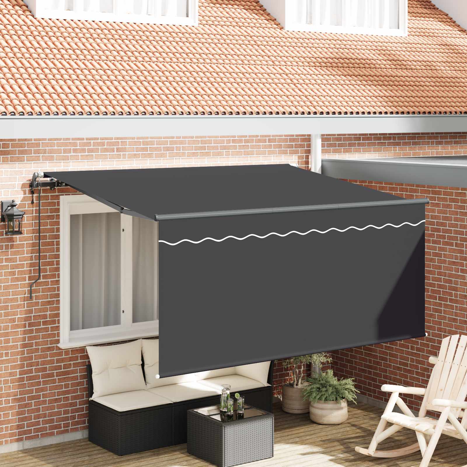 vidaXL Einziehbare Markise Gestreift Anthrazit 300 x 200 cm Stoff
