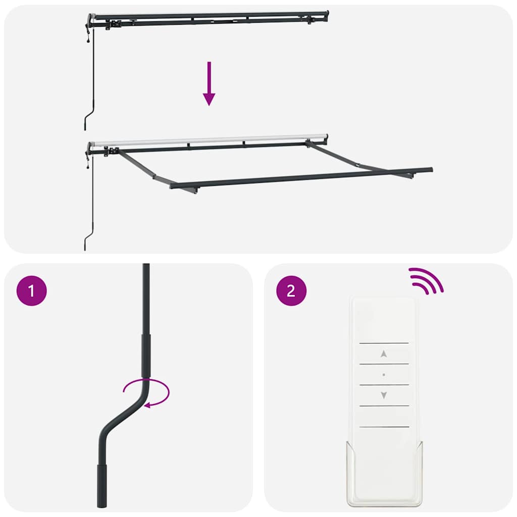 Inklapbaar Zonnescherm Antraciet 300 x 200 cm Stof image 9