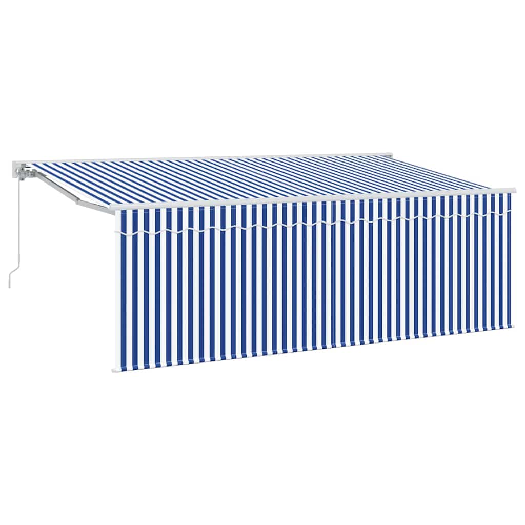 Vetoutuva markiisi Sininen ja valkoinen Valkoinen 350 x 200 cm