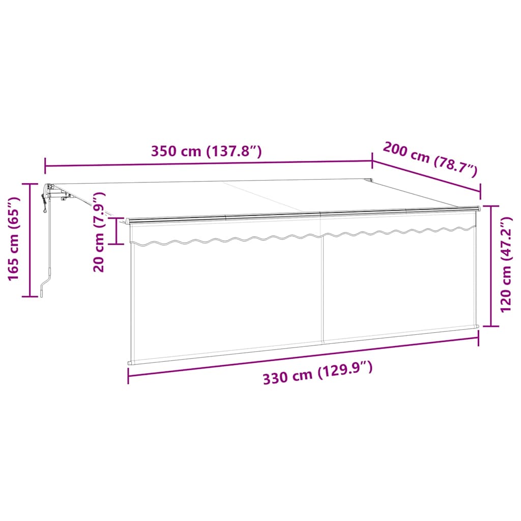 Inklapbaar Zonnescherm Gestreept Blauw en wit Wit 350 x 200 cm image 13