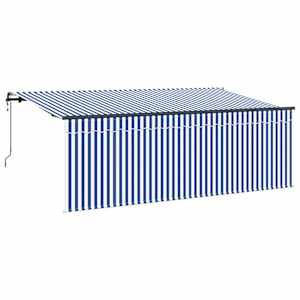 vidaXL Kokkuvolditav varikatus Sinine ja Valge 350 x 200 cm