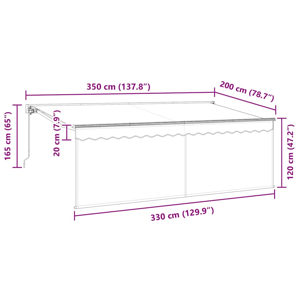 Inklapbaar Zonnescherm Blauw en Wit 350 x 200 cm image 13