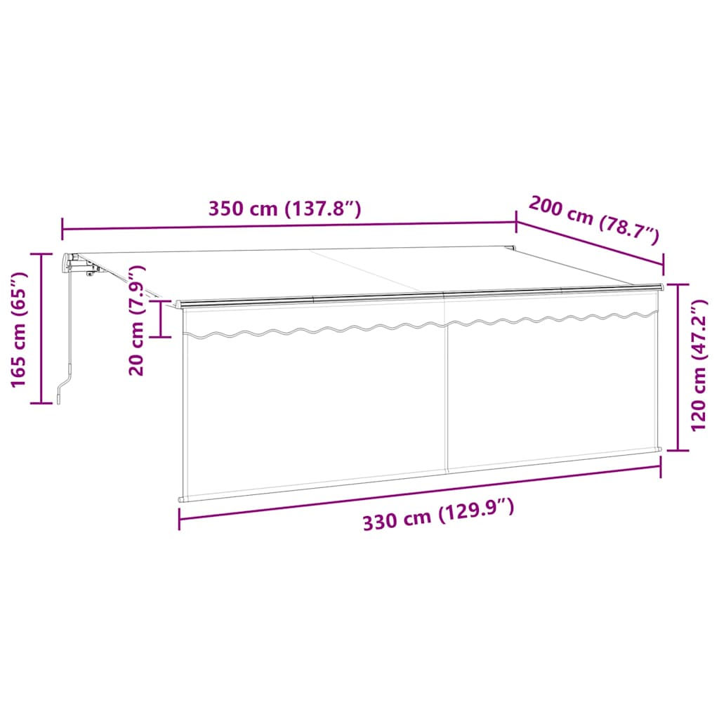 Inklapbaar Zonnescherm Crème 350 x 200 cm image 13
