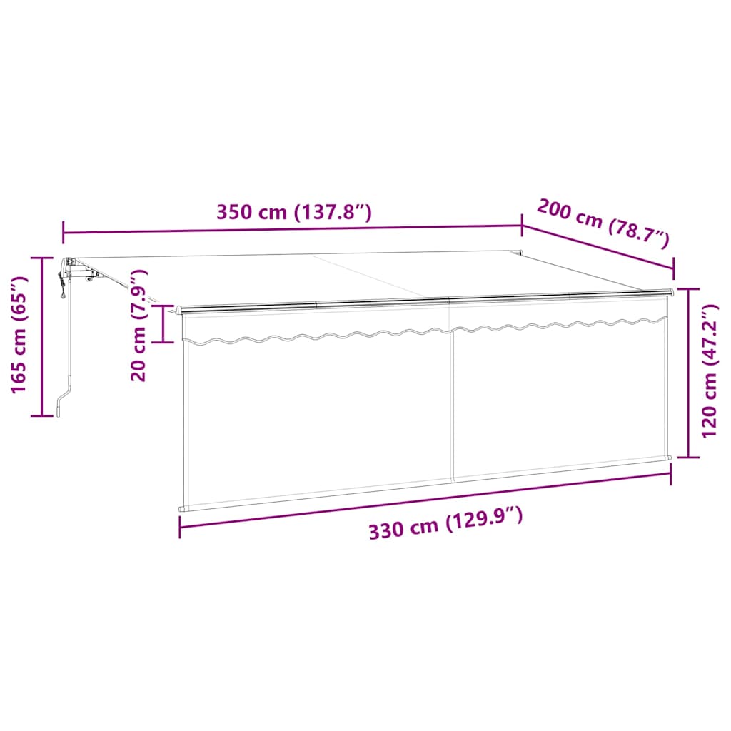 Inklapbaar Zonnescherm Crème 350 x 200 cm image 13