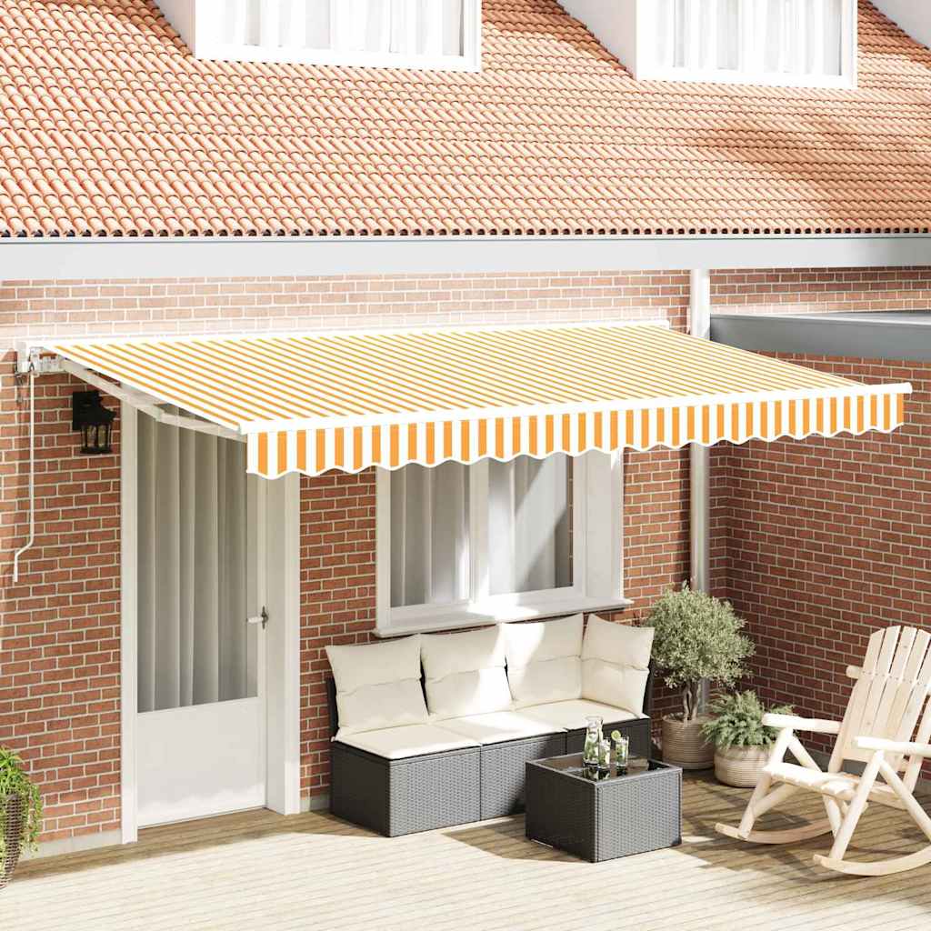 Inklapbaar Zonnescherm Geel en Wit 350×200 cm