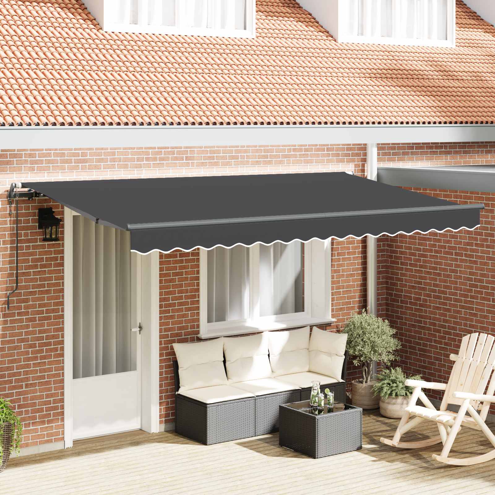 vidaXL Vedettävä markiisi Antrasiitti 350 x 200 cm kangas