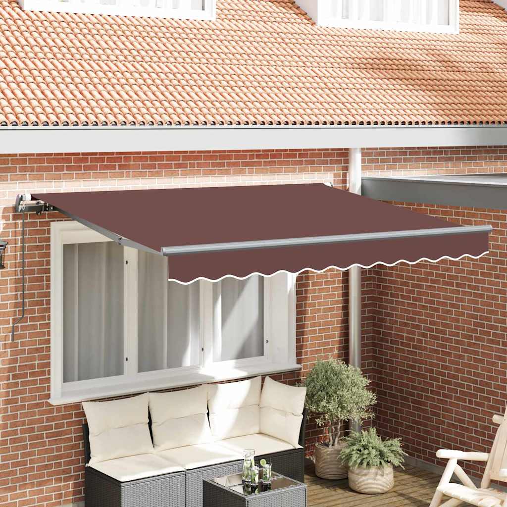 vidaXL Cortina Retractabilă Maro 350 x 200 cm Poliester, Aluminiu