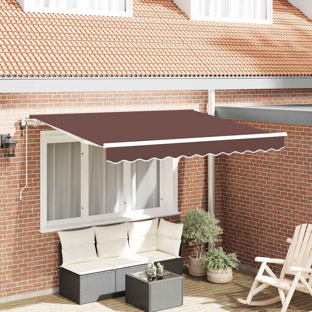 vidaXL Cortina Retractabilă Maro 350 x 200 cm Poliester, Aluminiu