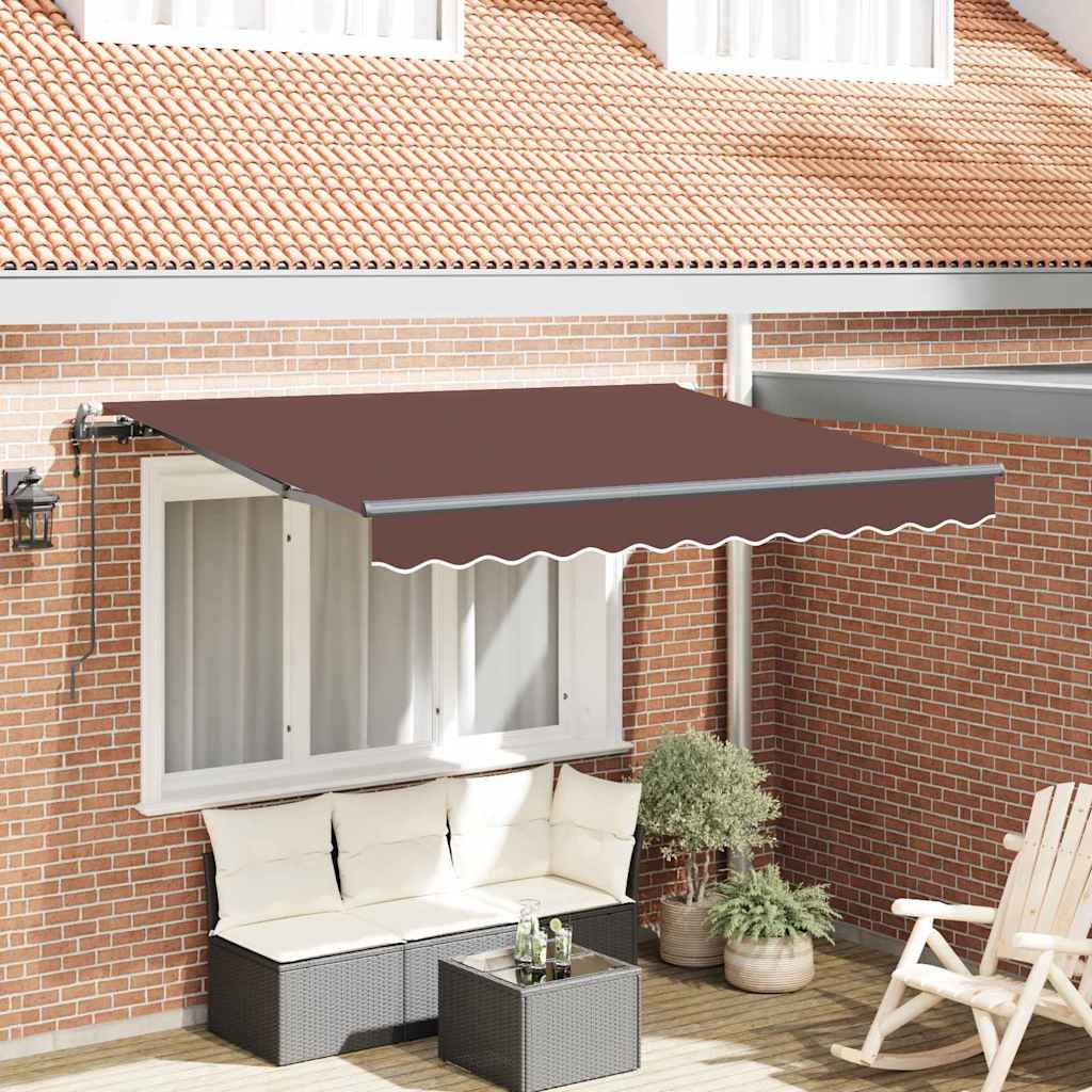 vidaXL Cortina Retractabilă Maro 350 x 200 cm Poliester, Aluminiu