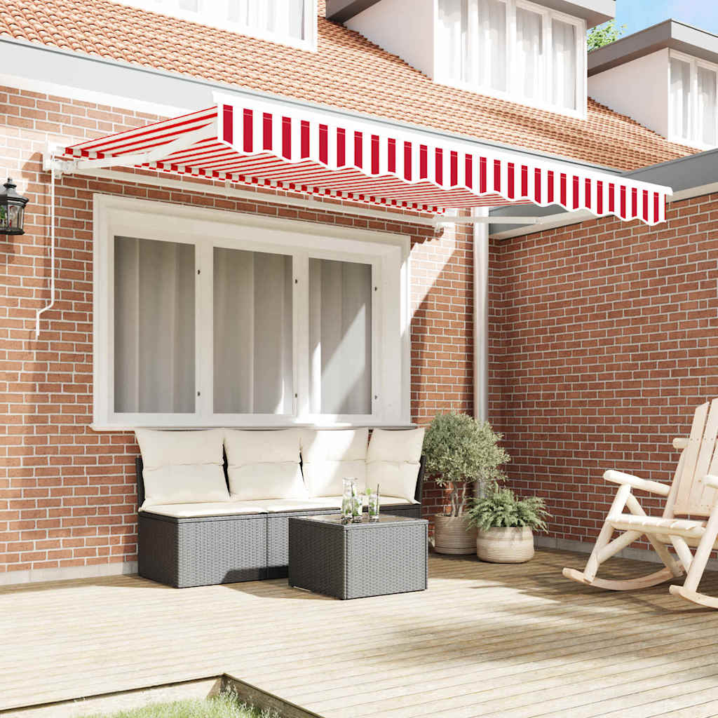 vidaXL Inklapbaar Zonnescherm Rood en Wit 350x200 cm Stof