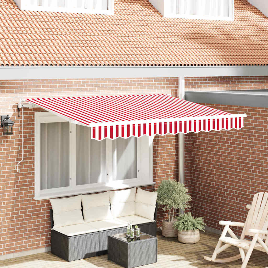 Automatisk Udbetalbar Markise Rød og Hvid 350x200 cm&&vidaXL Markise Udskiftningsstof til 3,5x2 m Ramme Rød og Hvid&&vidaXL Elektrisk Markise Ramme Udbetalbar 3,5x2 cm Metal