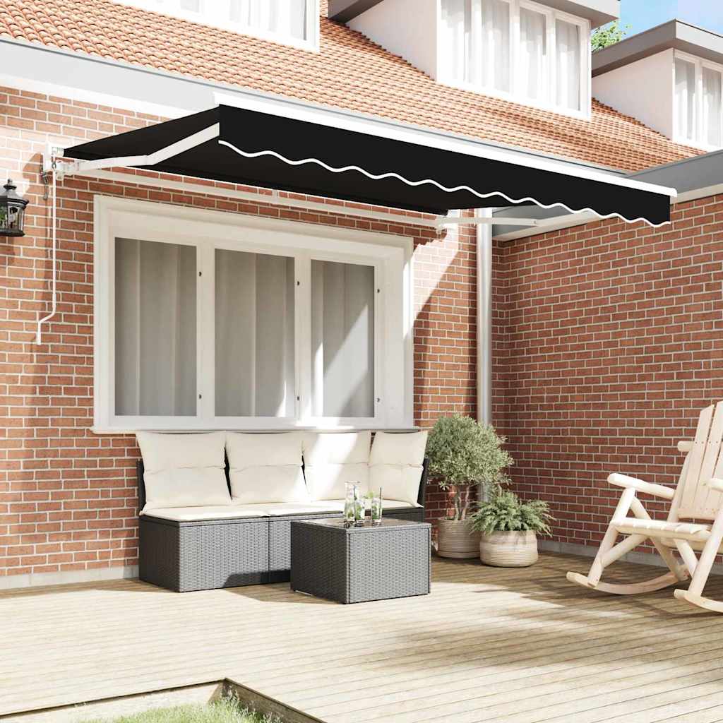vidaXL Inklapbaar Zonnescherm Zwart 350x200 cm Stof