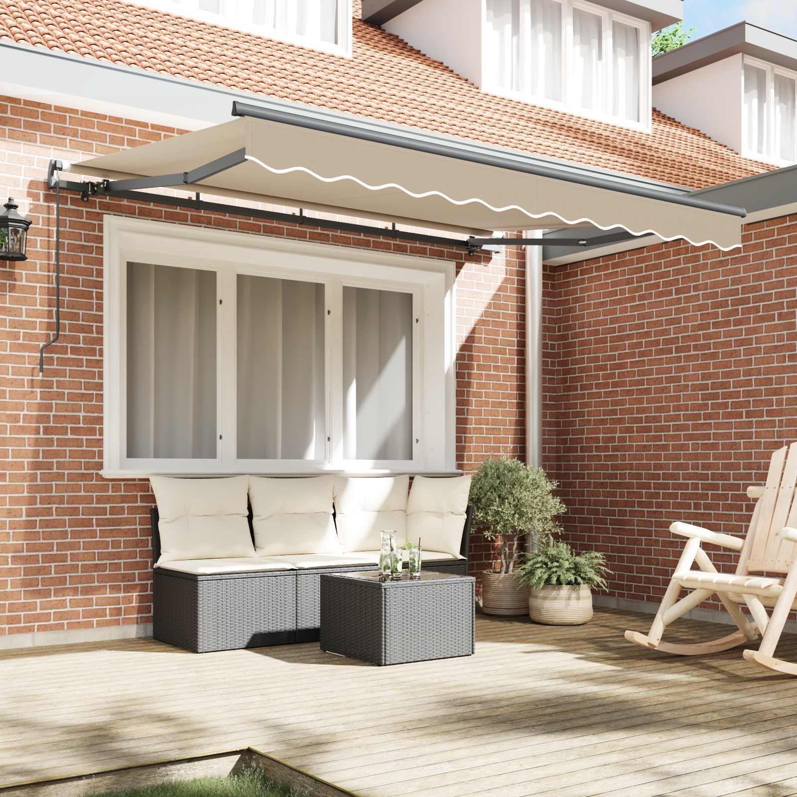 Inklapbaar Zonnescherm Beige 350 x 200 cm Stof image 3