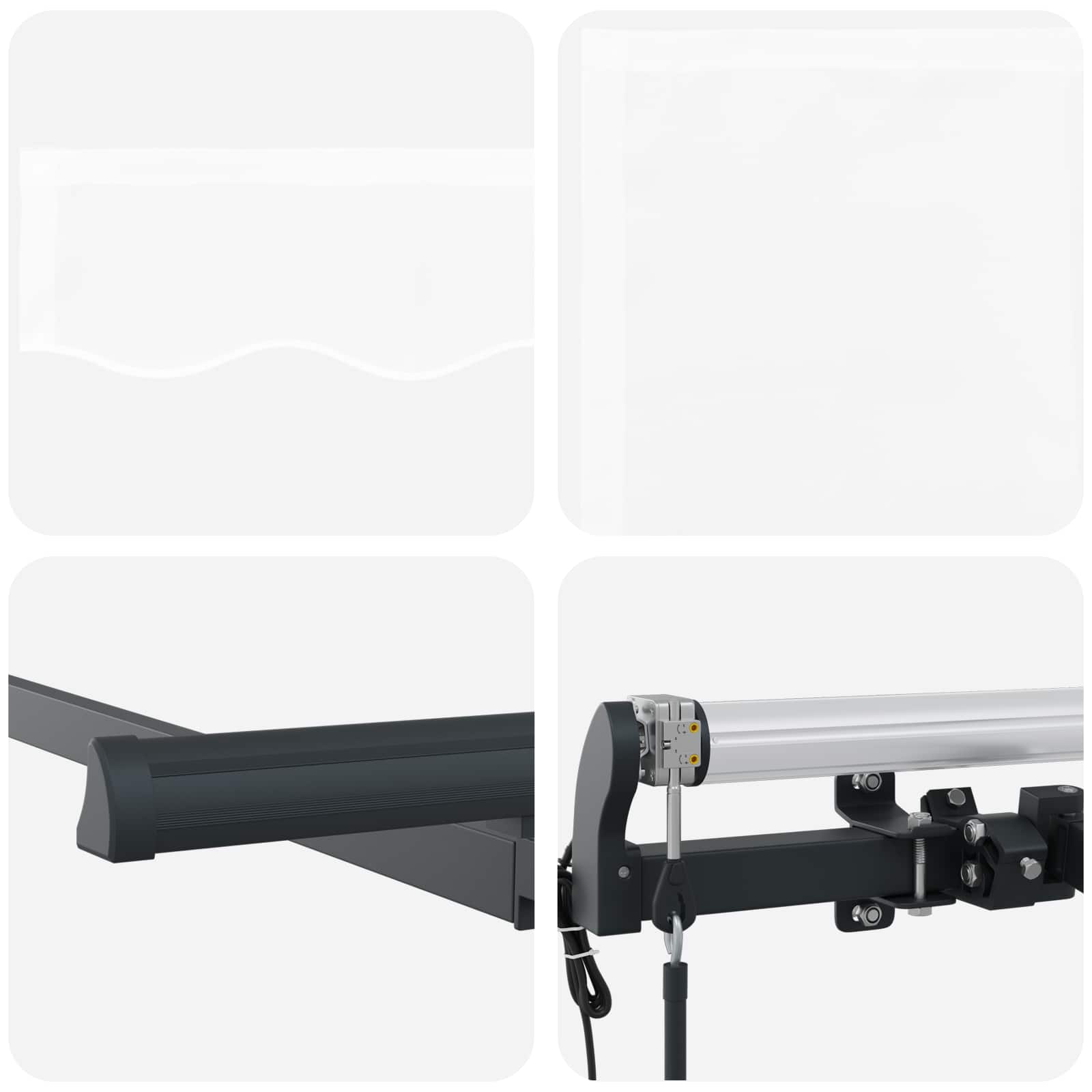 Inklapbaar Zonnescherm Wit 350 x 200 cm Stof image 8