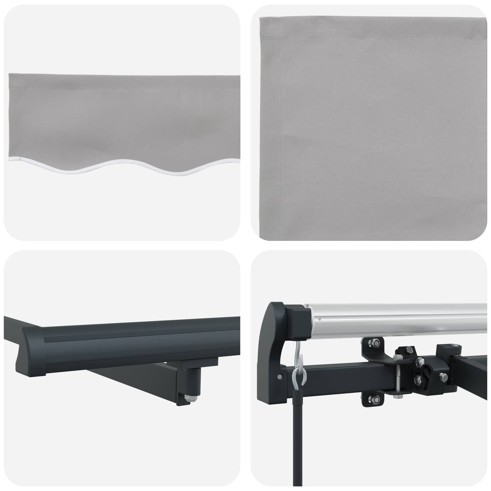 Inklapbaar Zonnescherm Lichtgrijs 350 x 200 cm Stof image 7