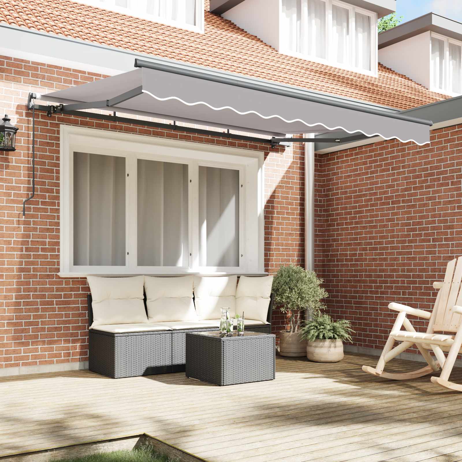 Inklapbaar Zonnescherm Lichtgrijs 350 x 200 cm Stof image 3