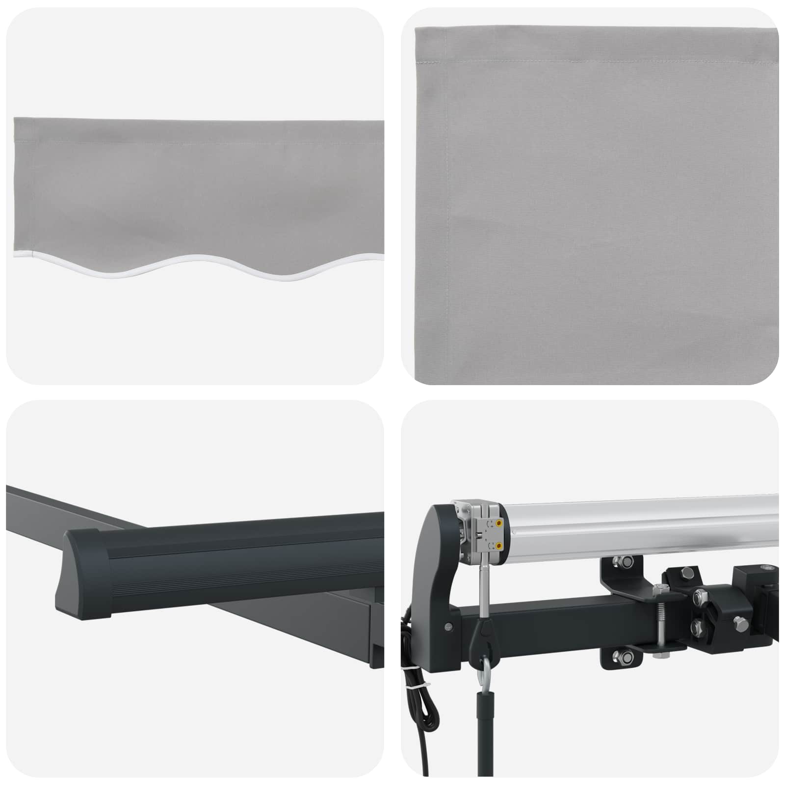 Inklapbaar Zonnescherm Lichtgrijs 350 x 200 cm Stof image 8
