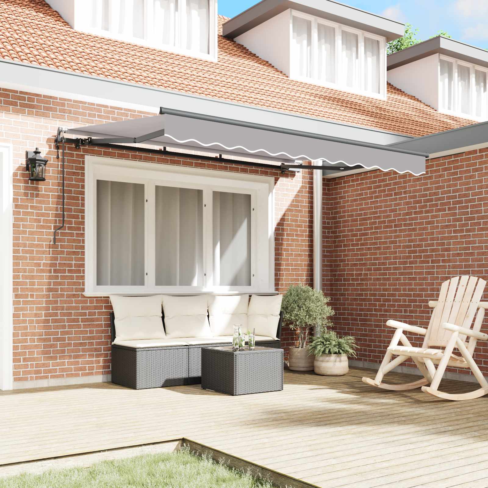 Inklapbaar Zonnescherm Lichtgrijs 350 x 200 cm Stof image 3