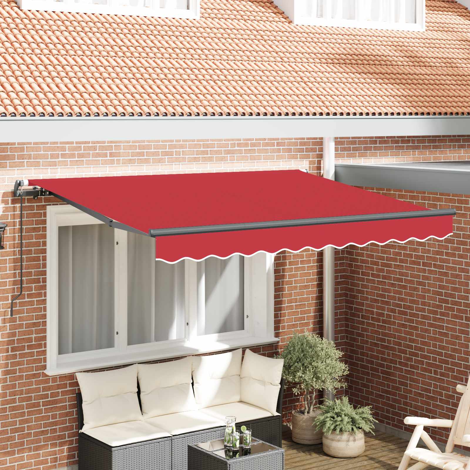 vidaXL Cortina Retractabilă Manual Roșu 350 x 200 cm țesătură