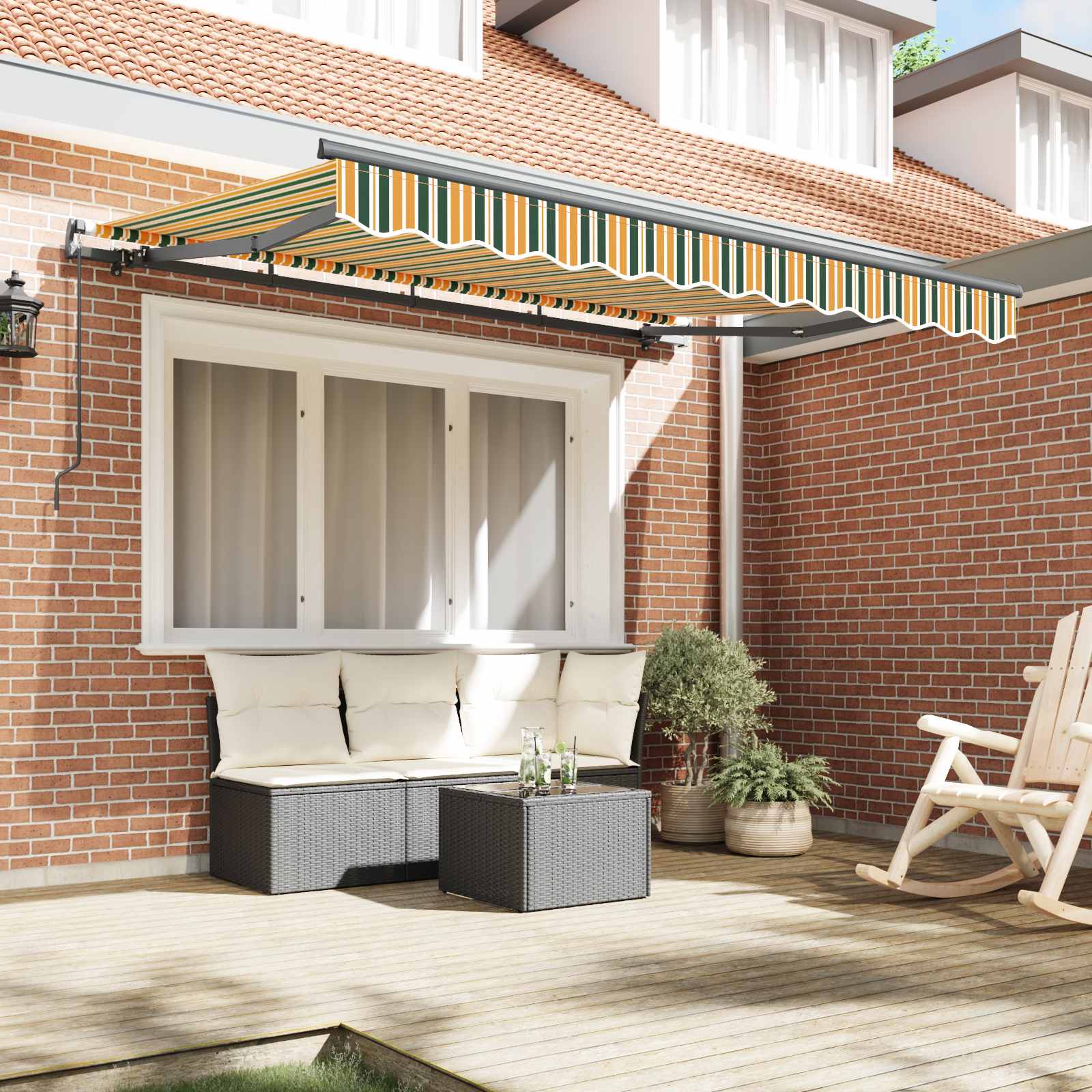 Inklapbaar Zonnescherm Groen 350 x 200 cm Stof image 3