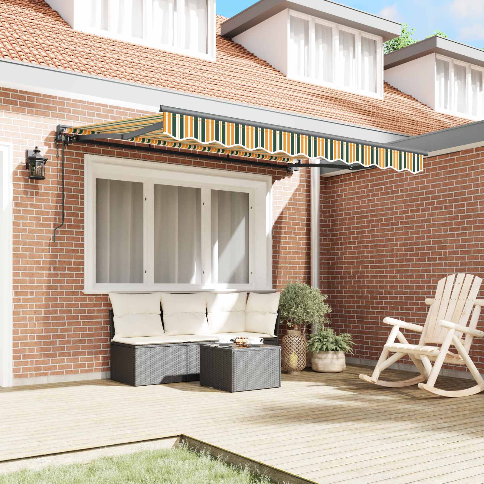 Inklapbaar Zonnescherm Groen 350 x 200 cm Stof image 3